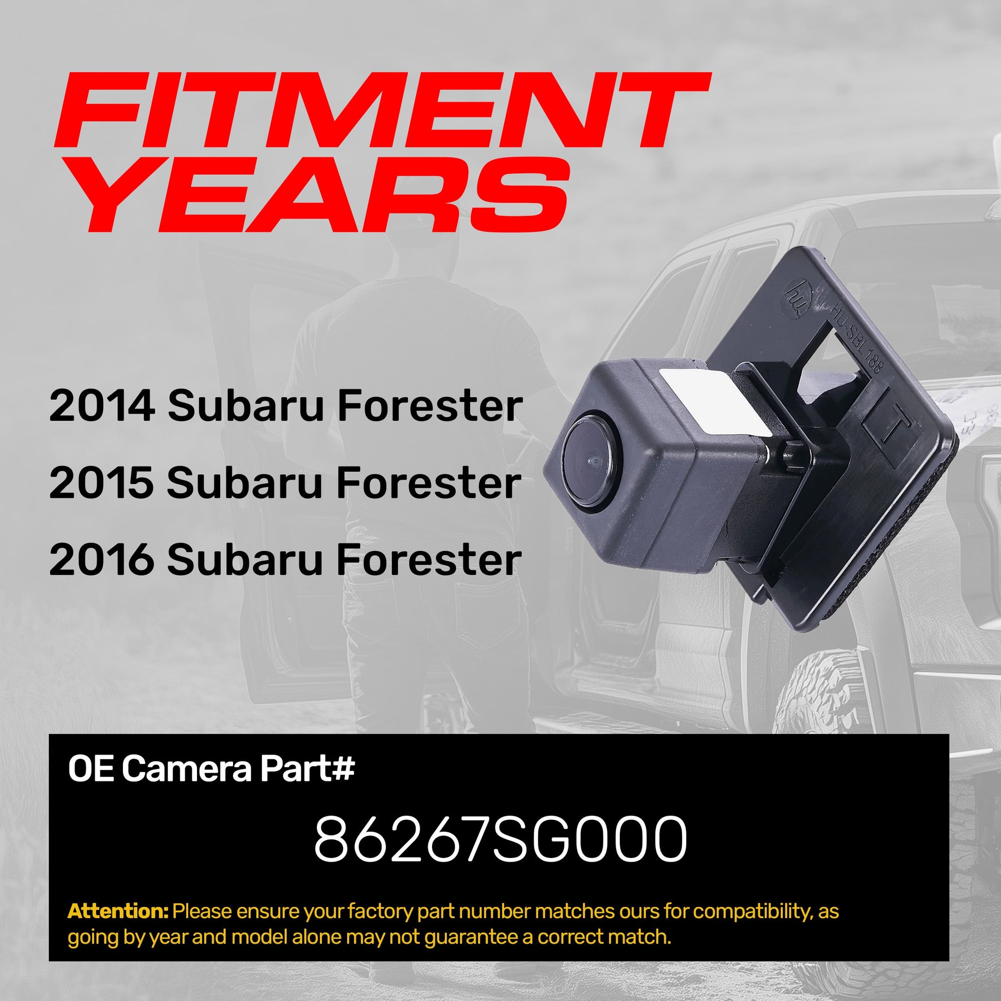 Master Tailgaters OEM backup camera for Subaru Forester (2014–2016), part 86267SG000 on Tampa Home & Garden Store