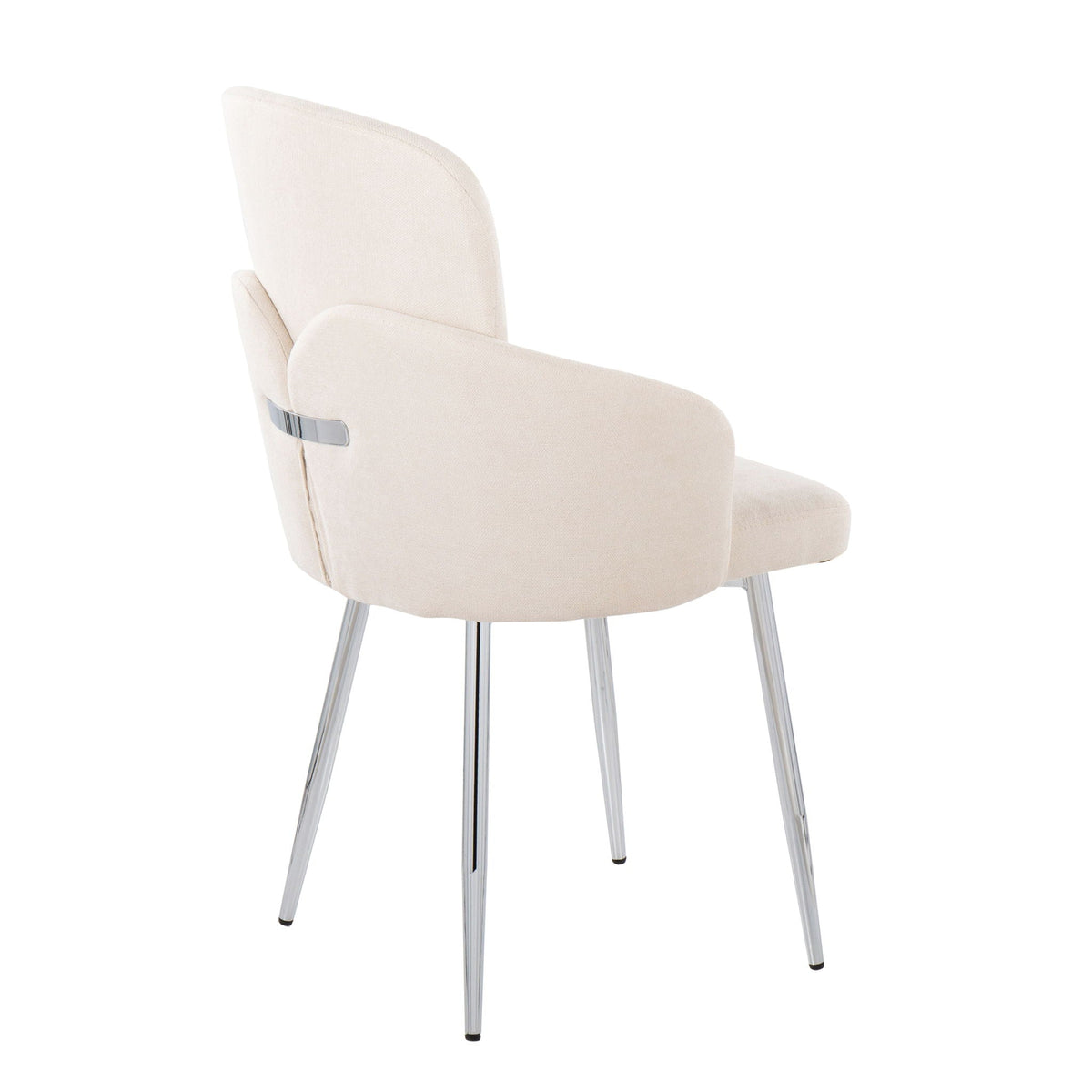 Contemporary dining chair set of 2 with beige upholstered seats and chrome legs on Tampa Home & Garden Store