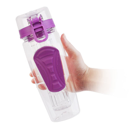 GemGear Fruit Infuser Water Bottle 32oz purple flip-top lid anti-slip grip on Tampa Home & Garden Store