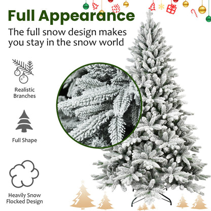 7ft Flocked Christmas Tree with 1514 Tips, snow-dusted branches, HouseOfZazla on Tampa Home & Garden Store