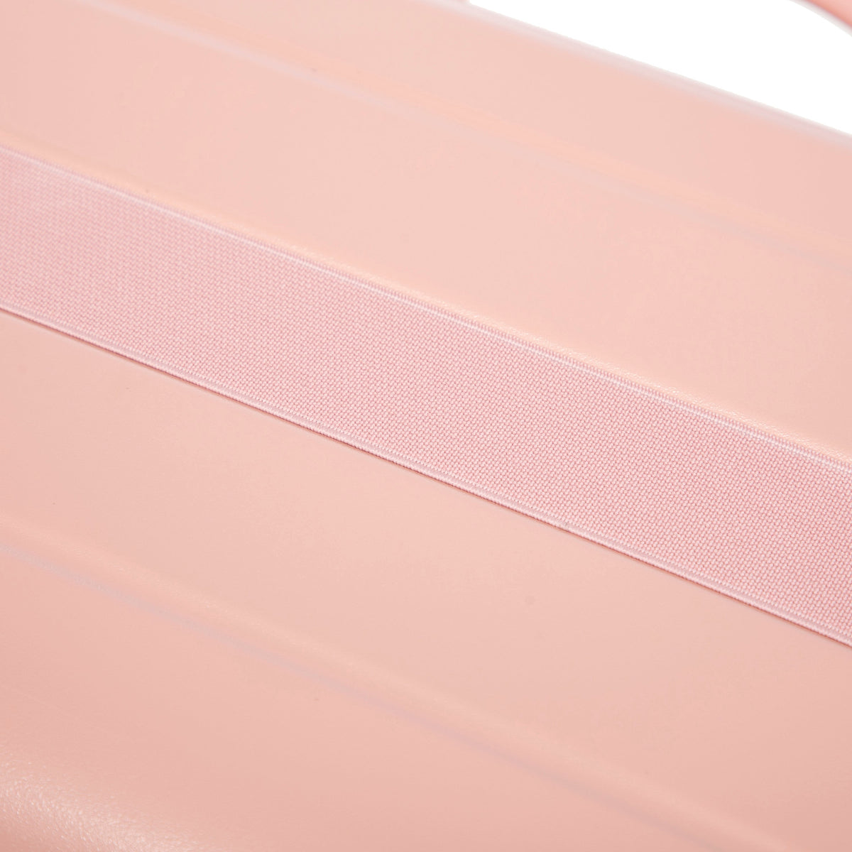 Luggage set close-up pink woven fabric strap detail on Tampa Home & Garden Store