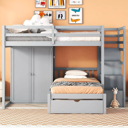 Bunk Bed With Wardrobe and Drawers Full Size