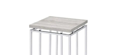 Chafik coffee table with light gray wood top and chrome frame, slender square legs on Tampa Home & Garden Store