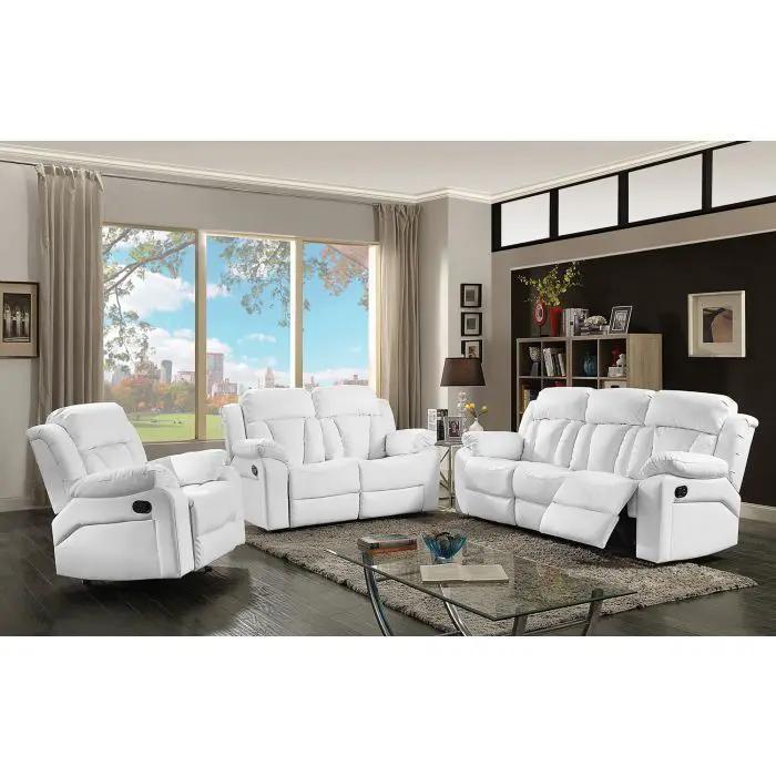 White reclining sofa set by Unique Piece Furniture; 3-piece living room group on Tampa Home & Garden Store
