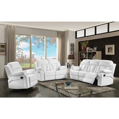 White reclining sofa set by Unique Piece Furniture; 3-piece living room group on Tampa Home & Garden Store