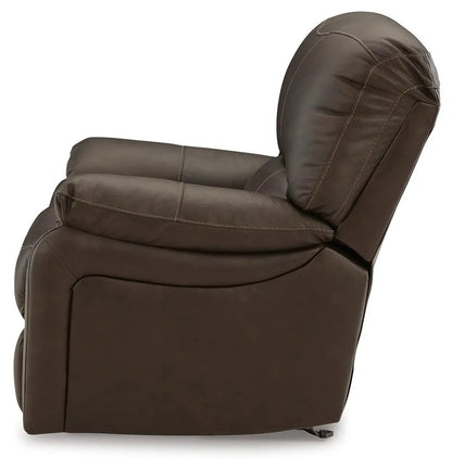 Leesworth Rocker Recliner Unique Piece Furniture brown leather with plush padded arms on Tampa Home & Garden Store