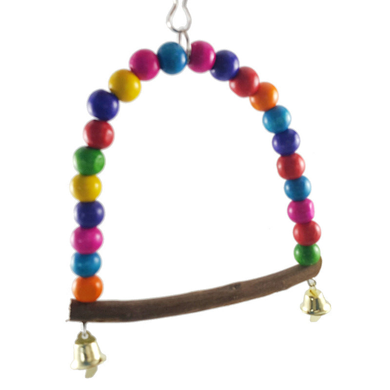 Bar climbing ladder cat cage with multicolor bead arch and wooden perch, bells at ends on Tampa Home & Garden Store
