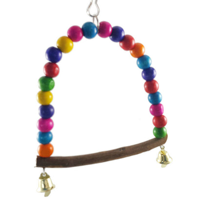 Bar climbing ladder cat cage with multicolor bead arch and wooden perch, bells at ends on Tampa Home & Garden Store