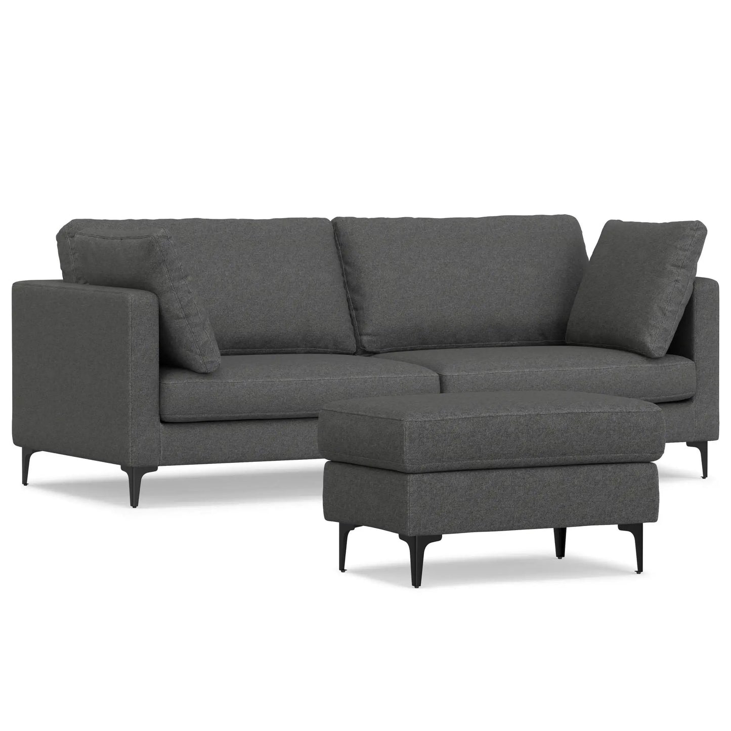 Ava Mid Century Sofa with Ottoman Set in Fabric