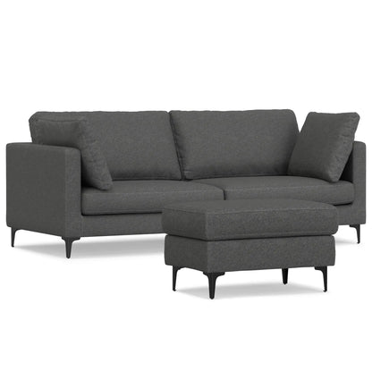 Ava Mid Century Sofa with Ottoman Set in Fabric