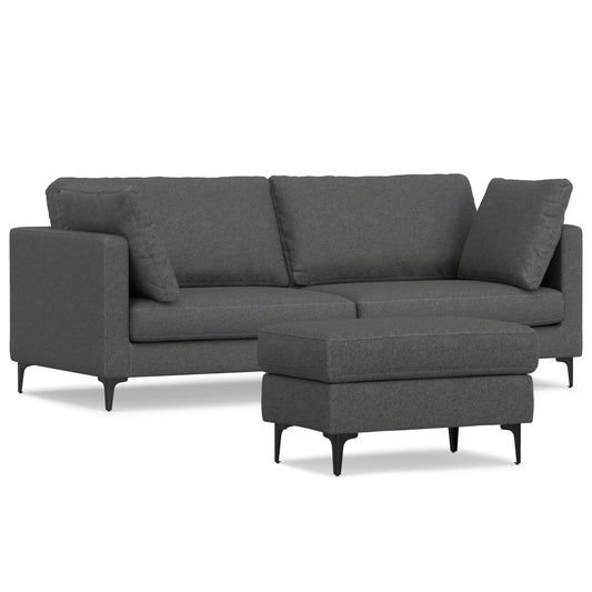 Ava mid century sofa with ottoman set in charcoal gray fabric by HouseOfZazla 2pc set on Tampa Home & Garden Store