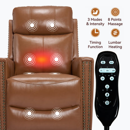 Deep Swivel Recliner and Massage Chair by HouseOfZazla in brown leather with remote on Tampa Home & Garden Store