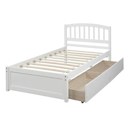 Wood Platform Storage Bed With Two Drawers