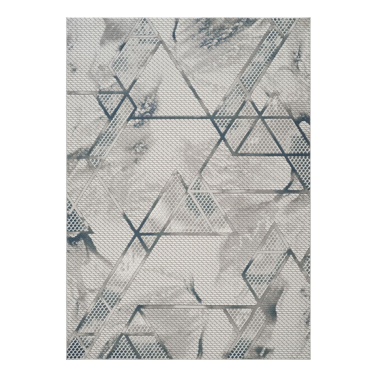 Area rug Modern 3D Geometric Ivory Gray by HouseOfZazla for modern living spaces on Tampa Home & Garden Store