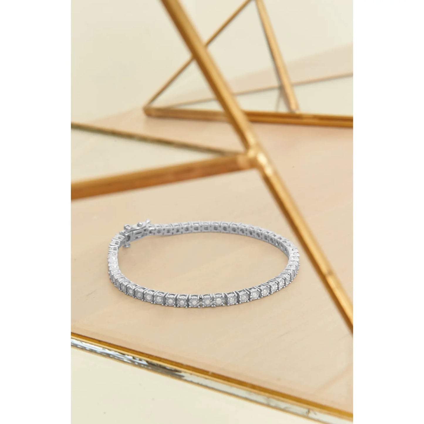 Sterling silver diamond tennis bracelet with Miracle-Set bezel-set rounds, 7-inch by Bids.com on Tampa Home & Garden Store