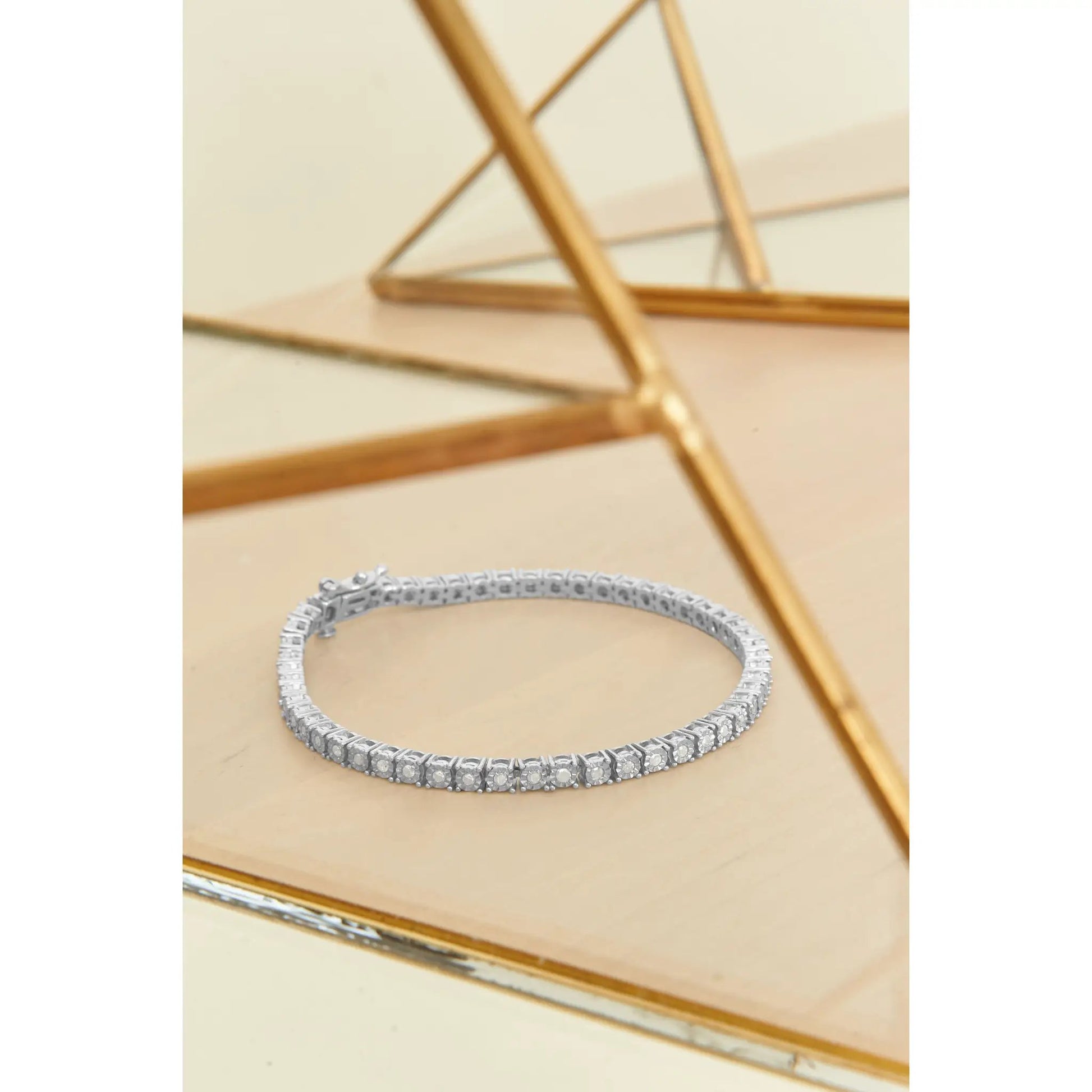 Sterling silver diamond tennis bracelet with Miracle-Set bezel-set rounds, 7-inch by Bids.com on Tampa Home & Garden Store