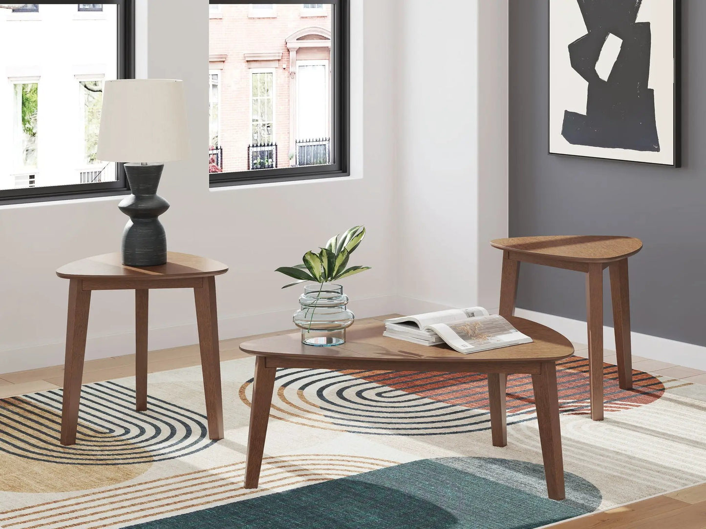 Lyncott Occasional Wood Table Set of 3 Brown