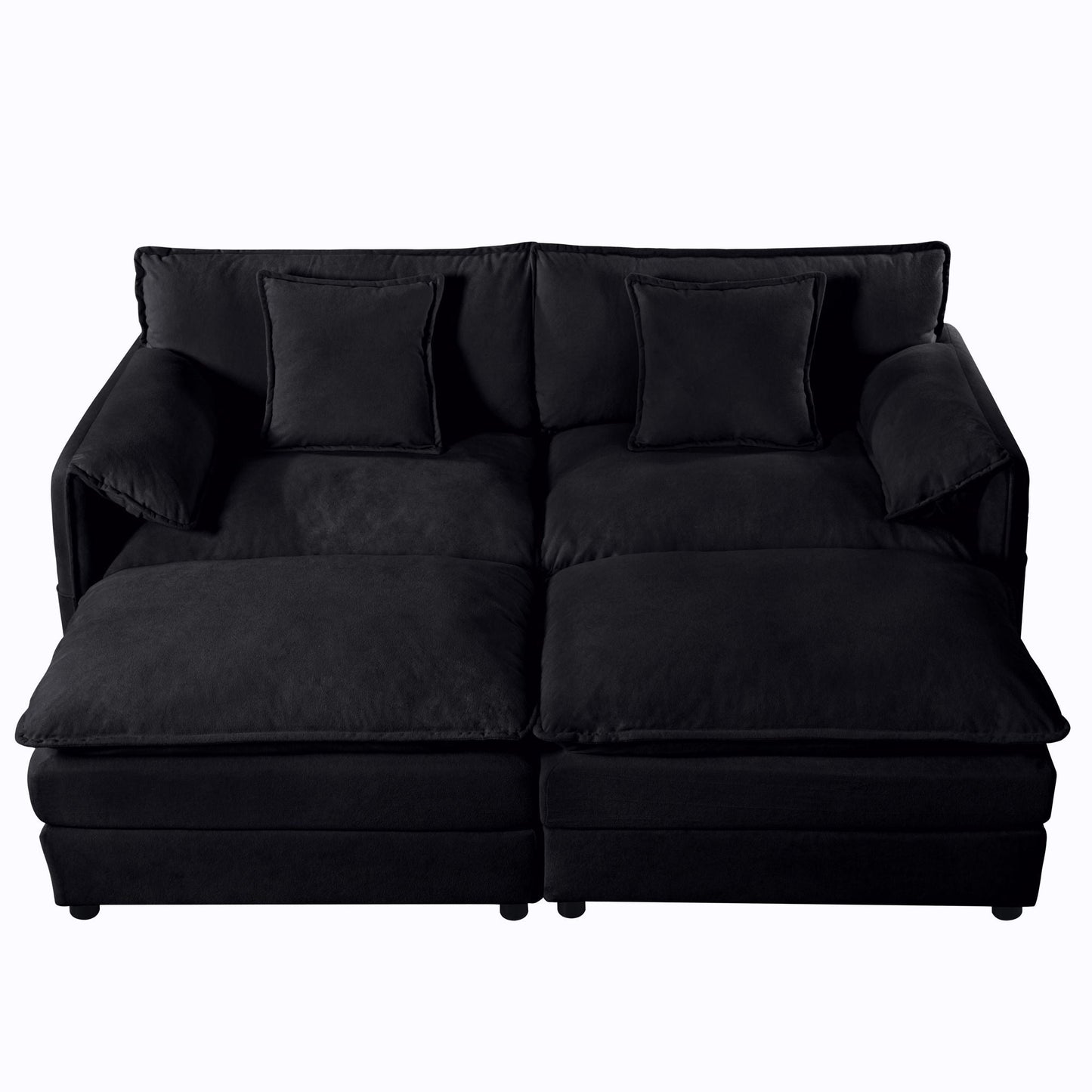 Modern deep-seat sectional sofa with ottoman in black fabric Unique Piece Furniture on Tampa Home & Garden Store