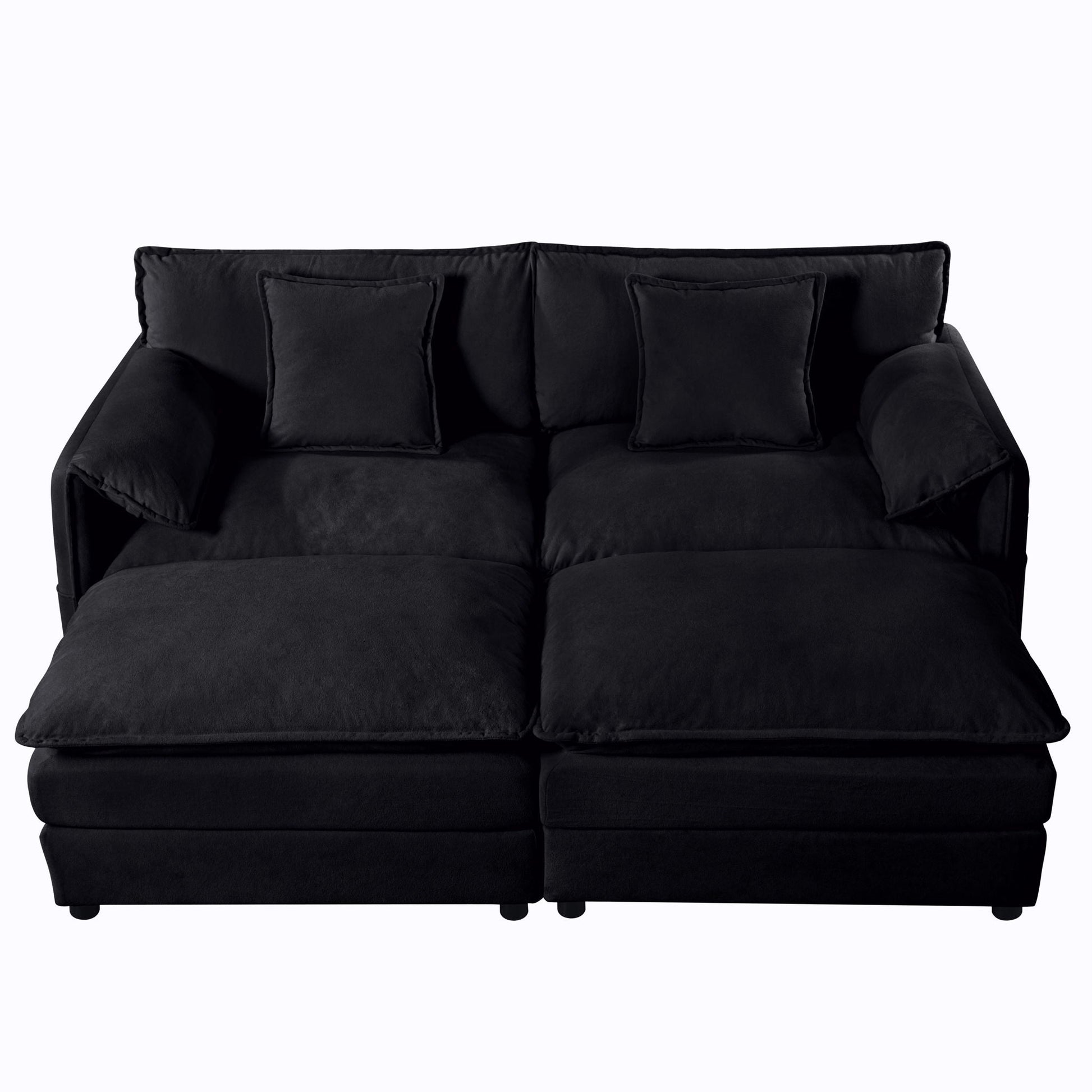 Modern deep-seat sectional sofa with ottoman in black fabric Unique Piece Furniture on Tampa Home & Garden Store