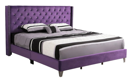 Upholstered Nailhead Trim Chic Bed purple velvet by Unique Piece Furniture tufted headboard on Tampa Home & Garden Store