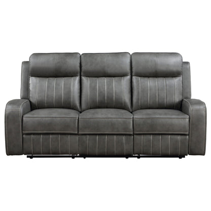 Forrest motion reclining sofa in gray leather with tufting and wide track arms by HouseOfZazla on Tampa Home & Garden Store