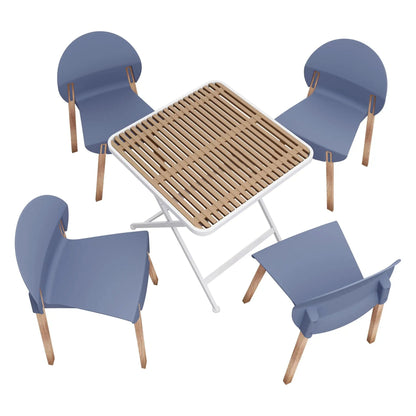 4-piece outdoor set blue chairs with legs and a folding square table Unique Piece Furniture on Tampa Home & Garden Store