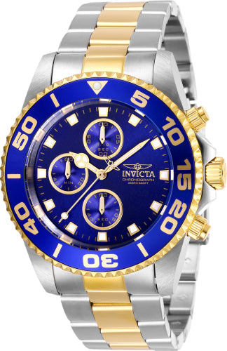Invicta Pro Diver men's watch with blue dial and blue bezel, two-tone silver-gold bracelet on Tampa Home & Garden Store