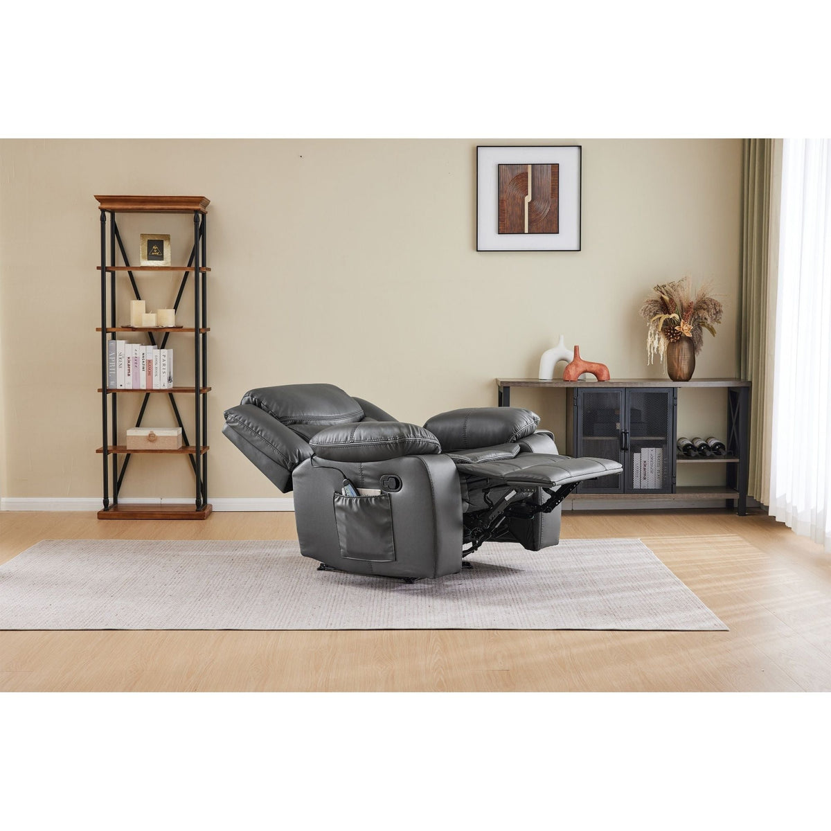 Gray Heating and Vibration Recliner Chair