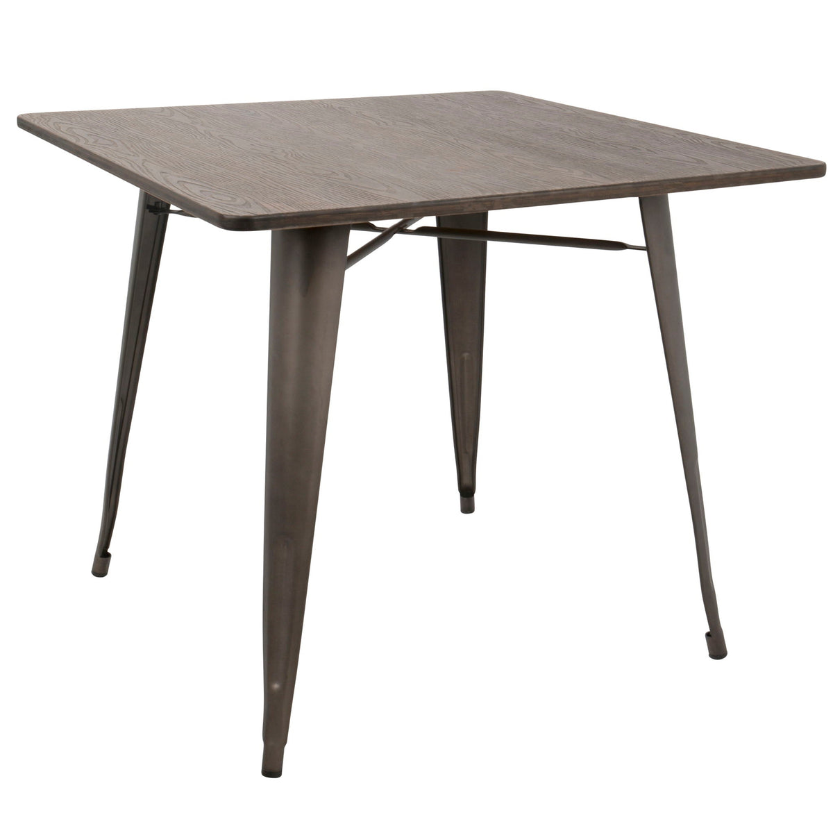 Espresso square dining table with wood grain top and metal legs 36-inch on Tampa Home & Garden Store
