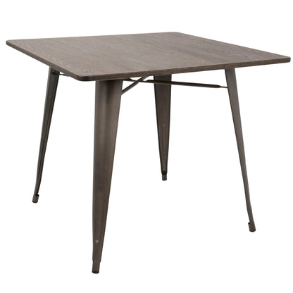 Espresso square dining table with wood grain top and metal legs 36-inch on Tampa Home & Garden Store