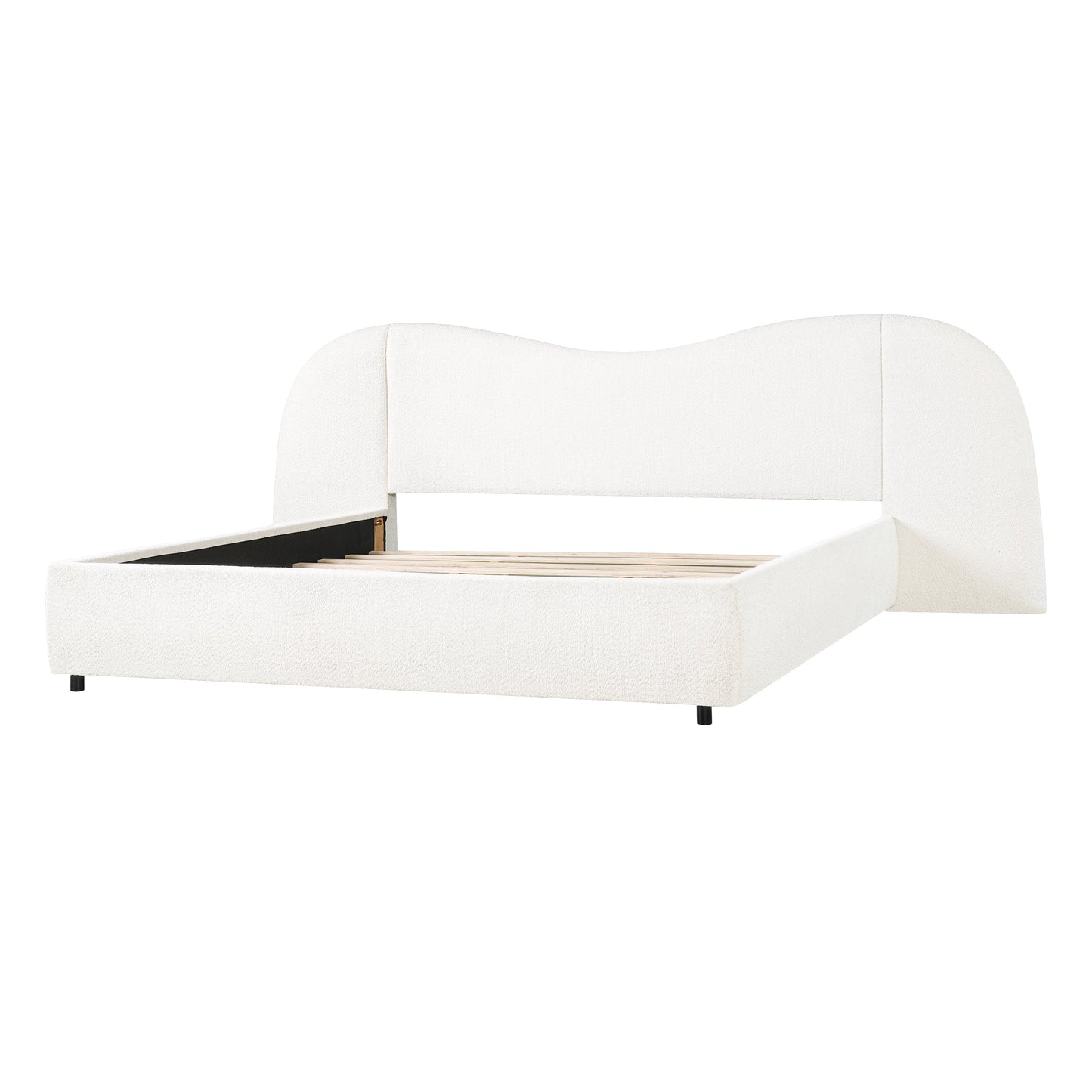 King Size Upholstered Bed with Boucle Headboard