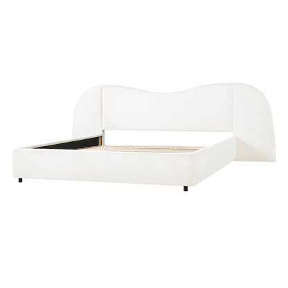 King Size Upholstered Bed with Boucle Headboard
