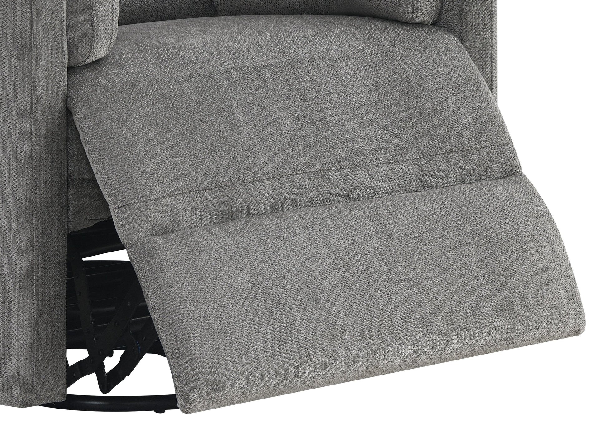 Sagen Charcoal Chenille Glider Recliner with Swivel by HouseOfZazla close-up of textured fabric on Tampa Home & Garden Store