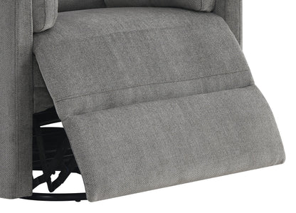 Sagen Charcoal Chenille Glider Recliner with Swivel by HouseOfZazla close-up of textured fabric on Tampa Home & Garden Store