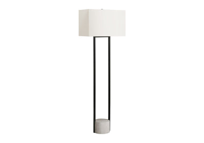 Floor lamp with black metal frame, rectangular beige shade, gray marble base by HouseOfZazla on Tampa Home & Garden Store