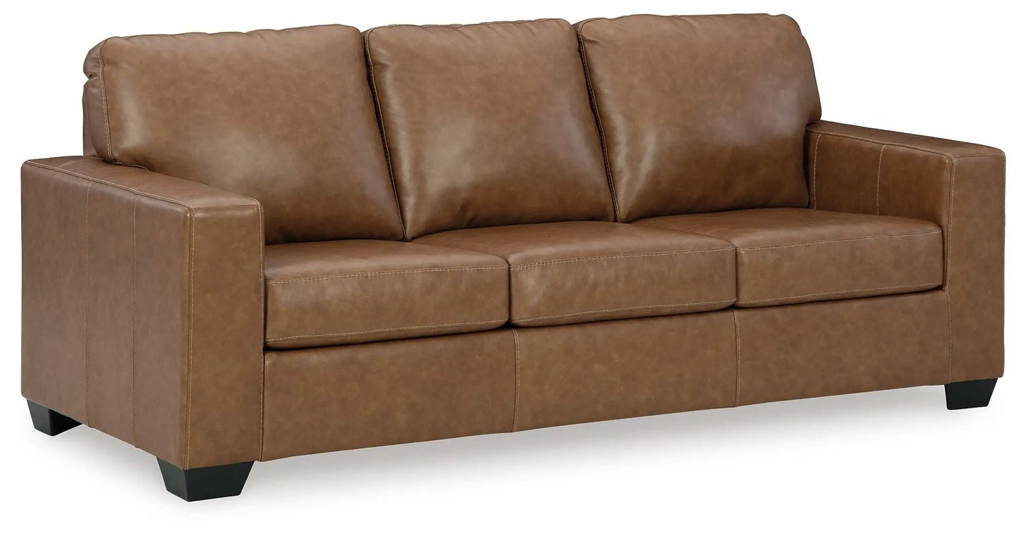 Bolsena Sofa Sleeper tan faux leather with three back cushions and square arms Unique Piece on Tampa Home & Garden Store