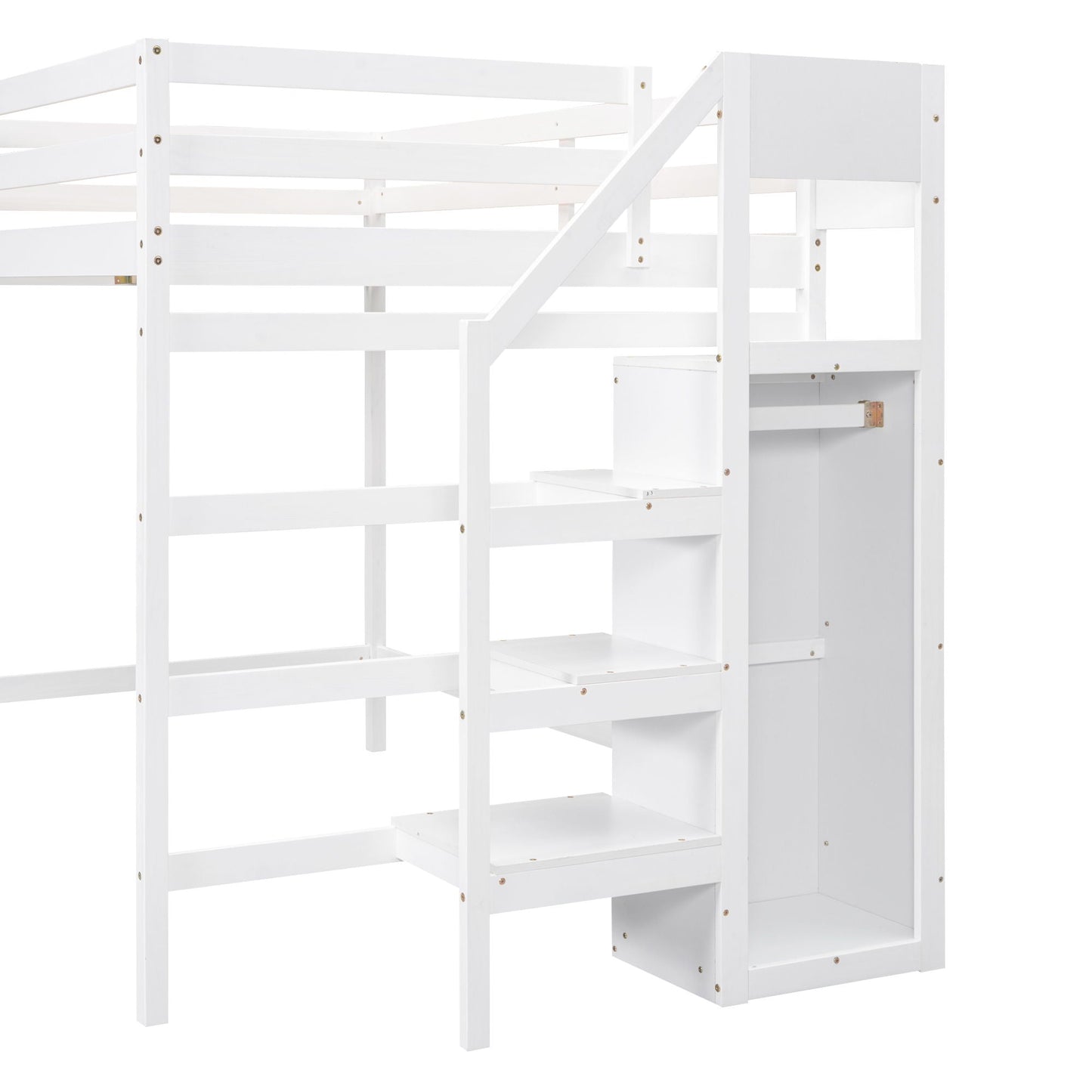 Loft bed with built-in storage, wardrobe and staircase in white, HouseOfZazla on Tampa Home & Garden Store