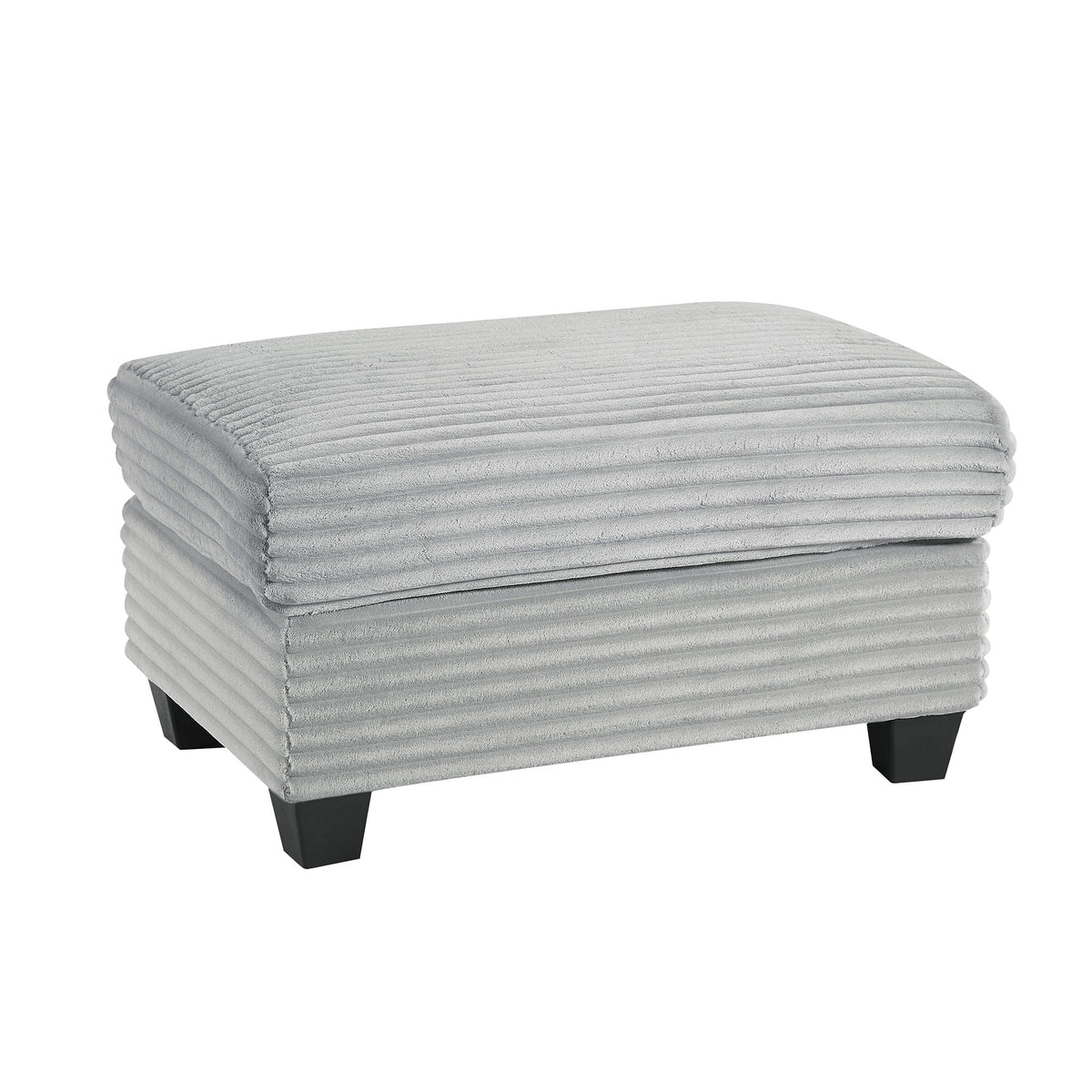 Upholstered gray ribbed ottoman with black legs from HouseOfZazla 2-piece set on Tampa Home & Garden Store