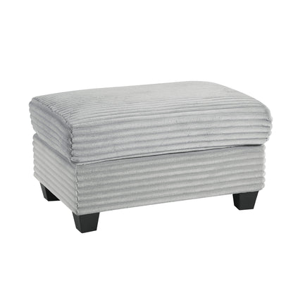 Upholstered gray ribbed ottoman with black legs from HouseOfZazla 2-piece set on Tampa Home & Garden Store