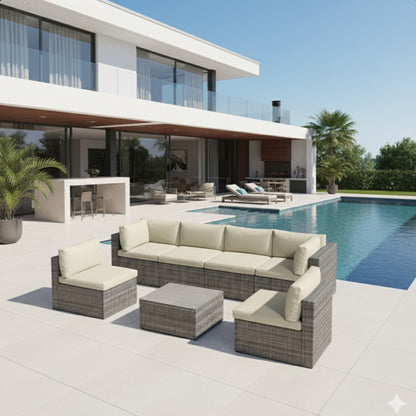 Modern Patio Set With Coffee Table by HouseOfZazla, 2-piece wicker sectional with cushions on Tampa Home & Garden Store