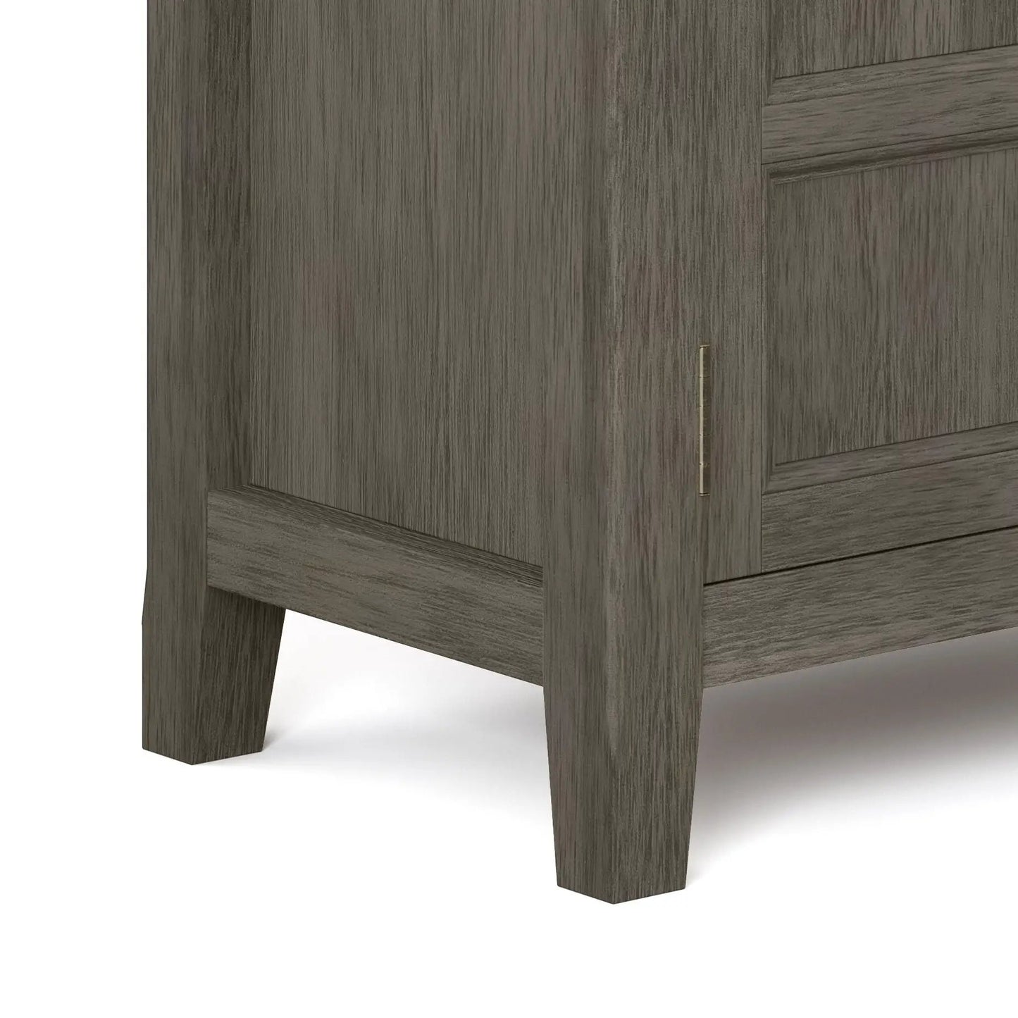 Burlington handcrafted storage cabinet in dark gray wood grain with brass pull on Tampa Home & Garden Store