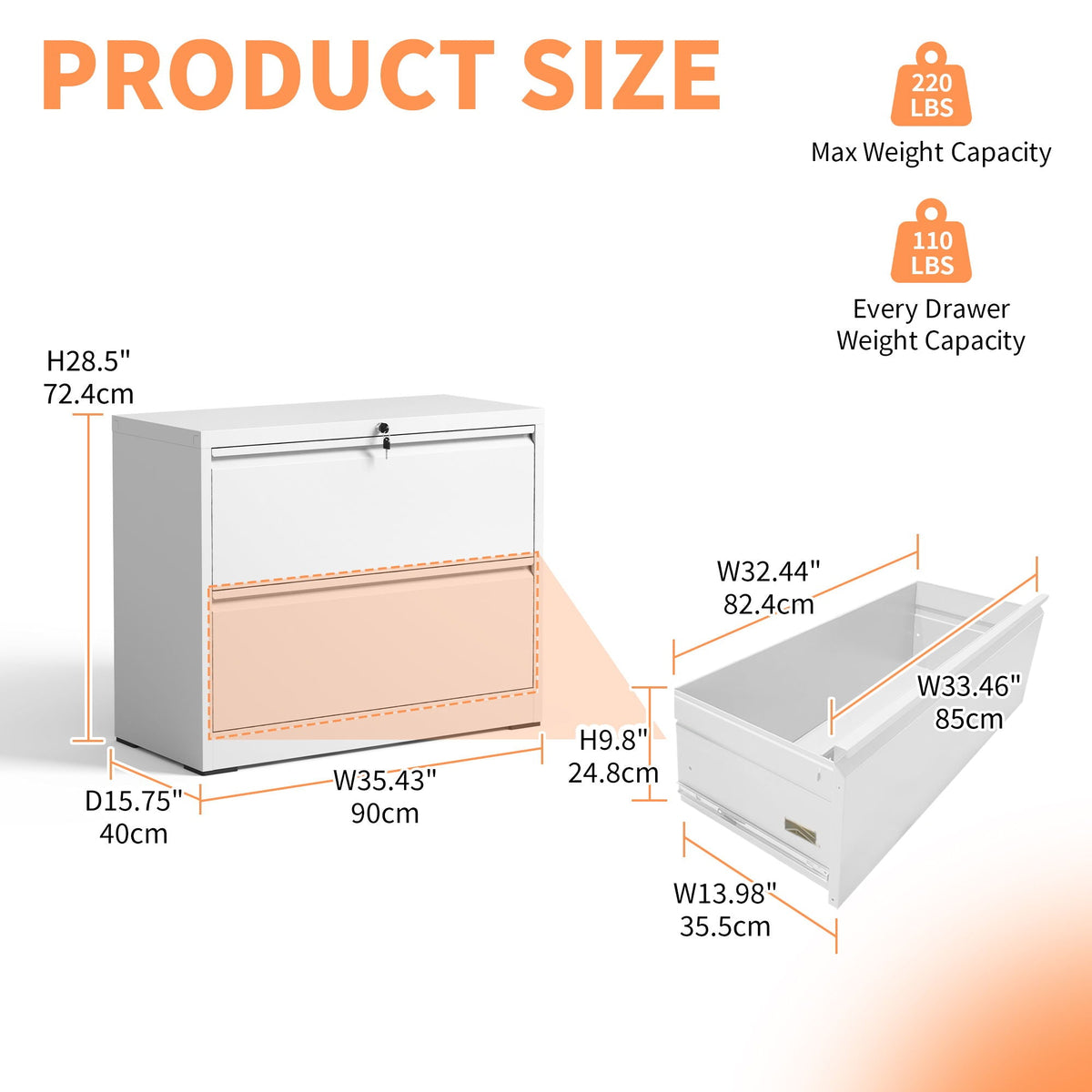 White lateral file cabinet with locking system and anti-tip interlock by HouseOfZazla on Tampa Home & Garden Store