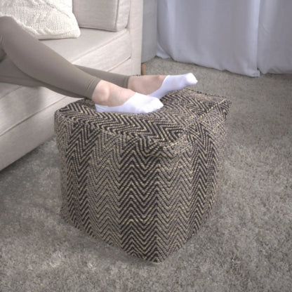 Barracuda Handcrafted Cotton Pouf with Chevron