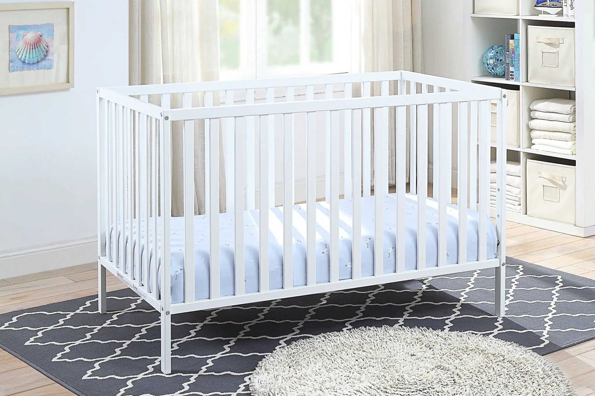 Palmer - 3-in-1 Convertible Island Crib, white-painted wooden frame on Tampa Home & Garden Store