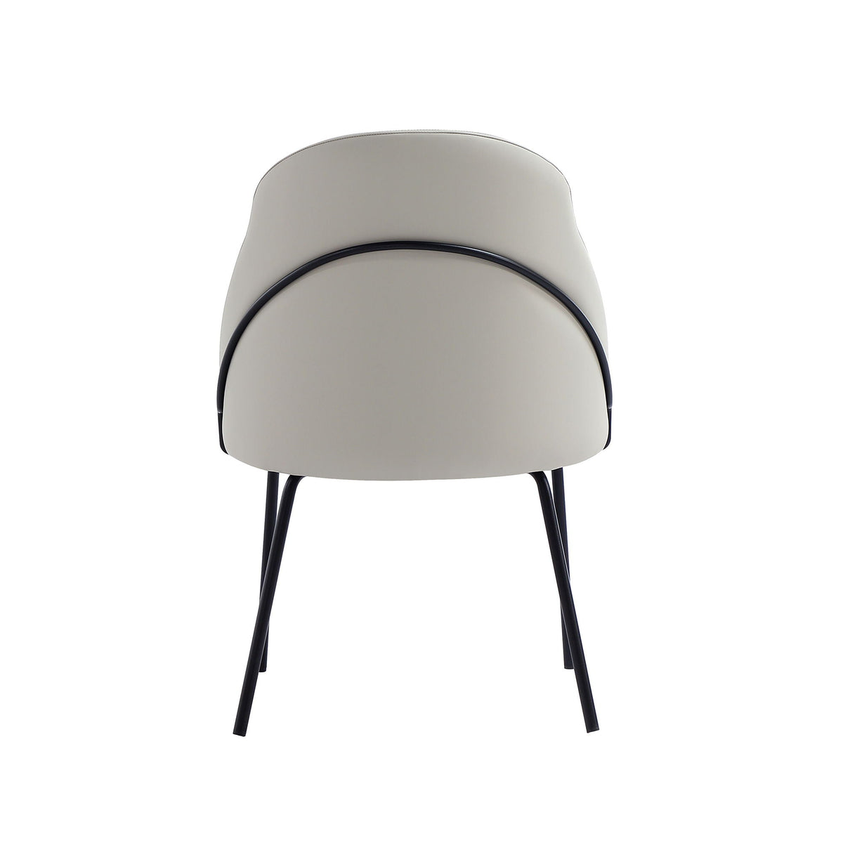 Modern vegan upholstered dining chair beige with black piping and metal legs on Tampa Home & Garden Store
