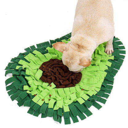 Dog snuffle mat circular with green felt strip layers dog sniffing center on Tampa Home & Garden Store