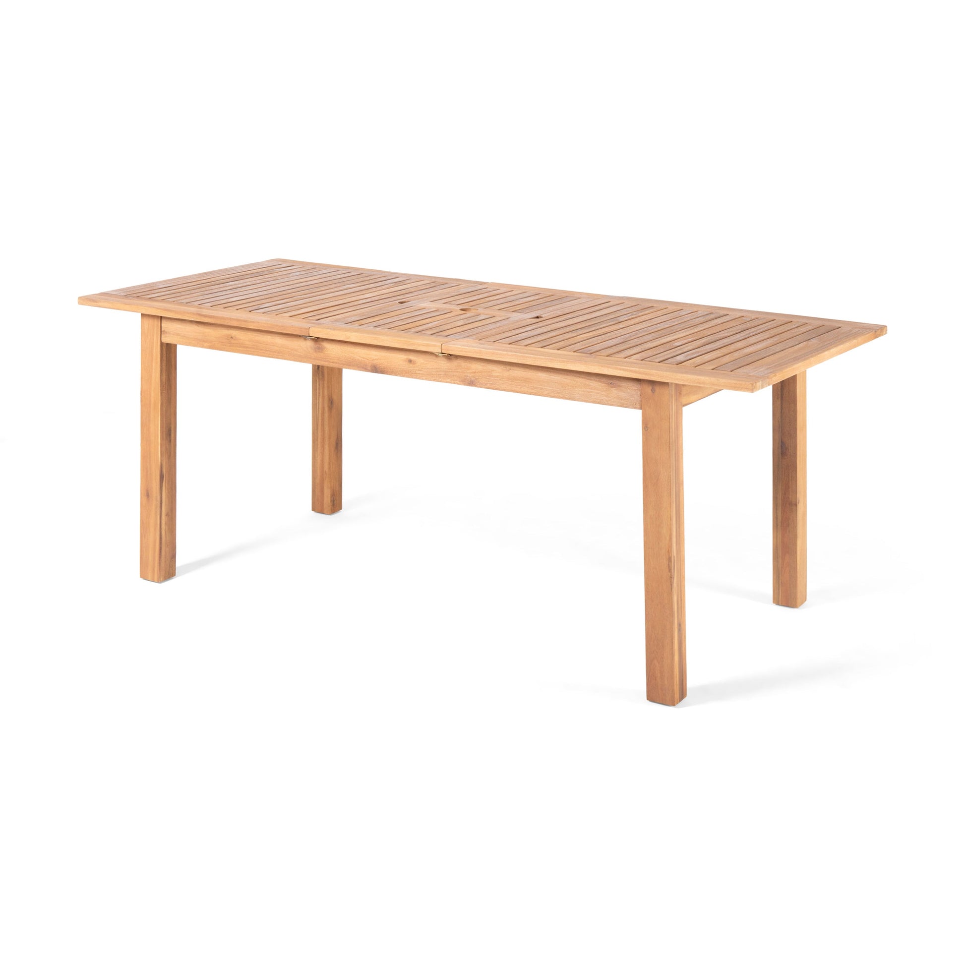 Outdoor acacia dining table HouseOfZazla with slatted natural finish on Tampa Home & Garden Store