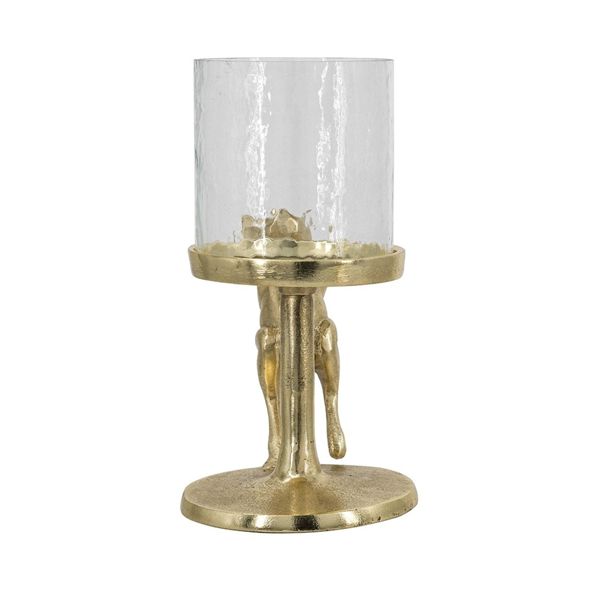 Candle holder gold rabbit pillar with clear glass hurricane shade, gold finish, 7x4x7.5' decor on Tampa Home & Garden Store