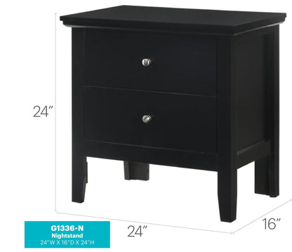 English Dovetailed Drawers Nightstand in black with 2 metal knobs by Unique Piece Furniture on Tampa Home & Garden Store