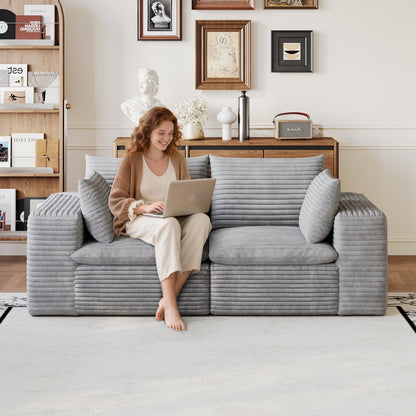 Modular Cloud Sofa In Corduroy Fabric And Cushions